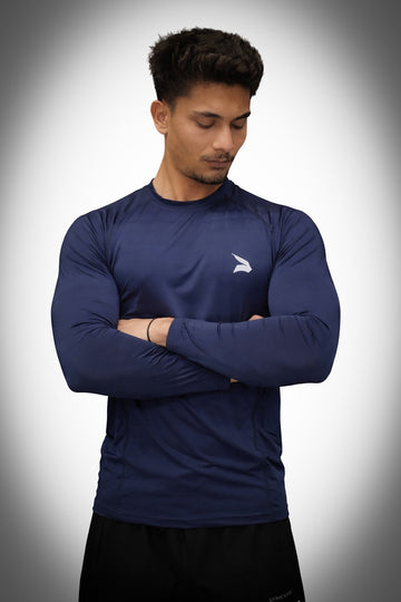 Navy Blue Full Sleeve Compression T-Shirt